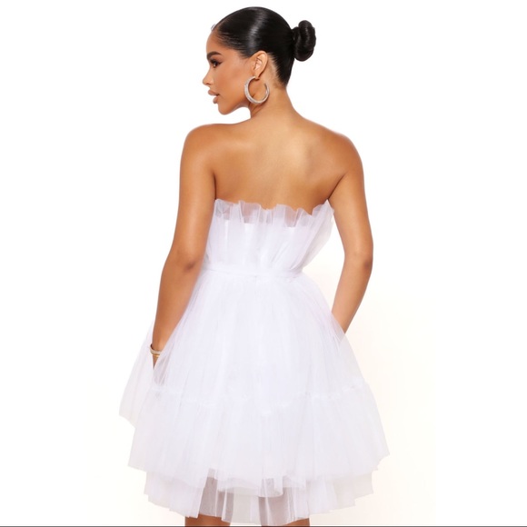Exclusive Tulle Mini Dress in White - Picture 5 of 10